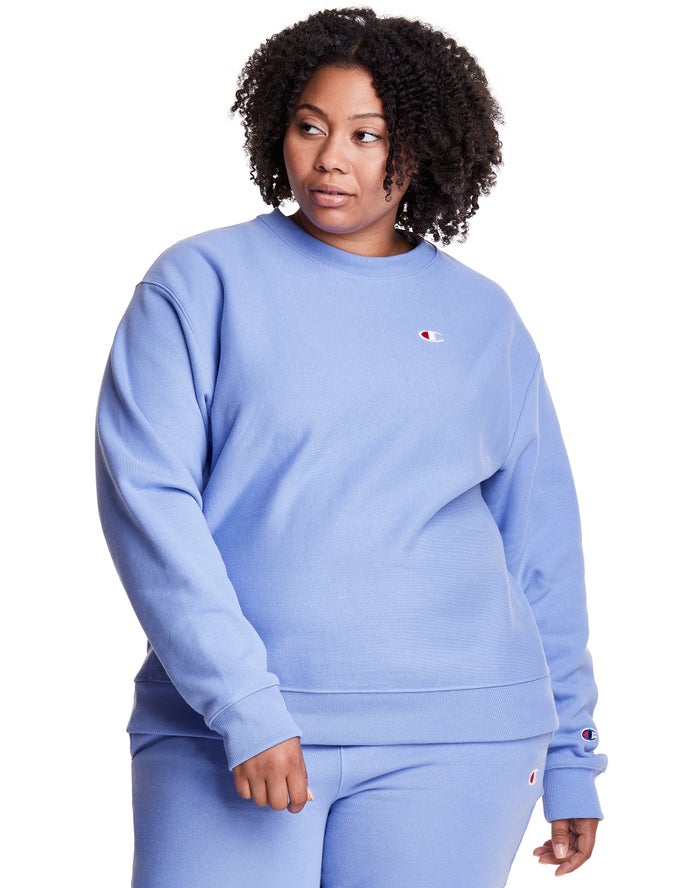 Champion Dame Sweatshirt Blå - Plus Reverse Weave Crew - Danmark GVL-652938